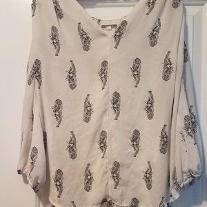 Long Sleeve Tiger Print Flutter Blouse